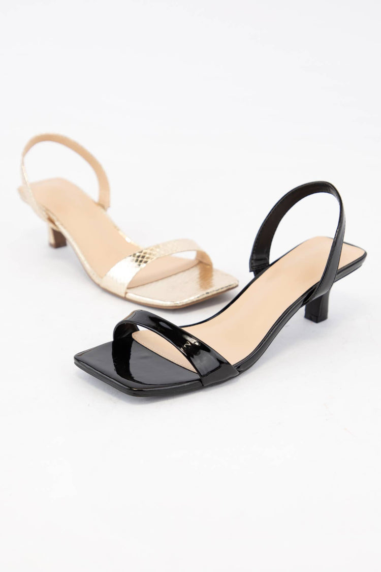 ABLE SIMPLE STRAP SQUARE-TOE KITTEN HEELS