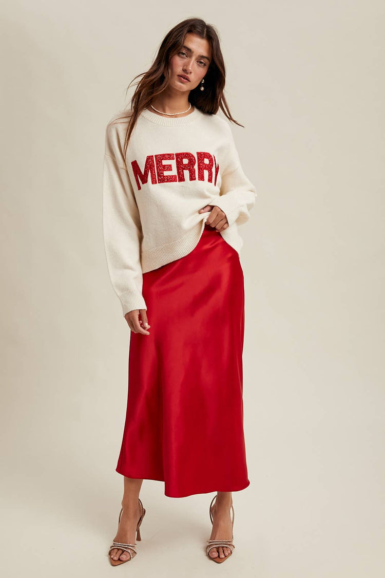 BASIC SATIN MIDI SKIRT