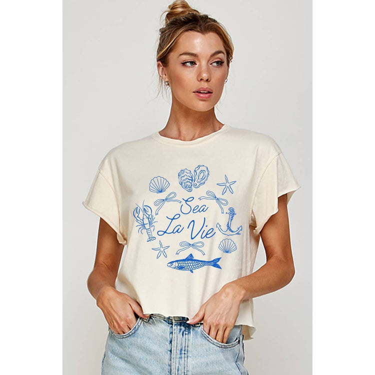 SEA LA VIE  VINTAGE GRAPHIC CROP TOP