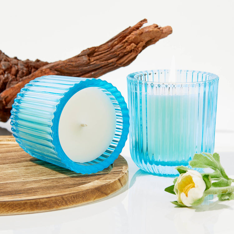 Sea Salt 1 Wick Colored Glass Candle 8oz Ctn.6
