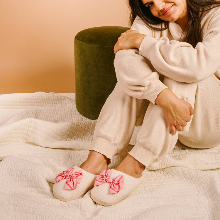 Fuzzy Slippers - Festive Plaid