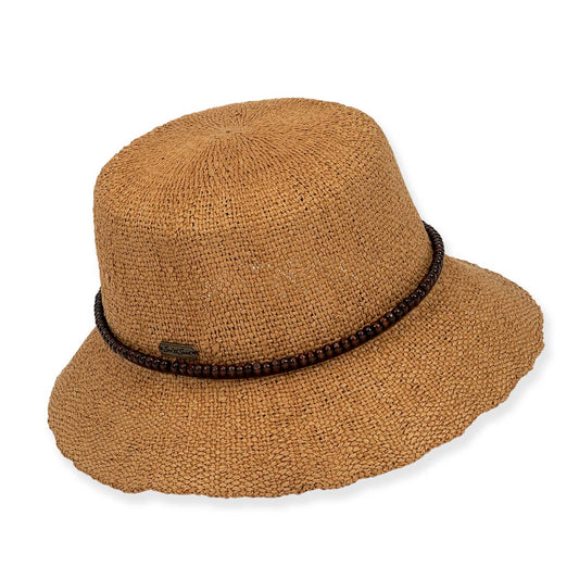 Tan, Paper Straw Bucket, Brim 2.75" | HH1235 C