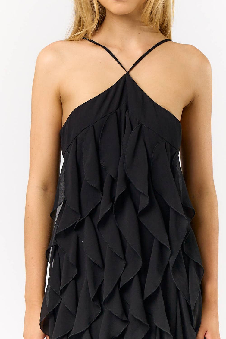 Halter Ruffle Maxi Dress