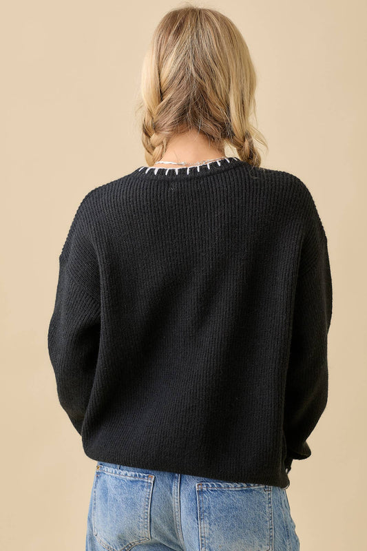 Halloween "Boo" Sweater With 3D Braided Writing