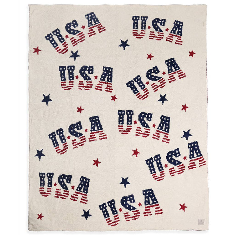 USA Letter US Flag Theme Print Soft Throw Blanket