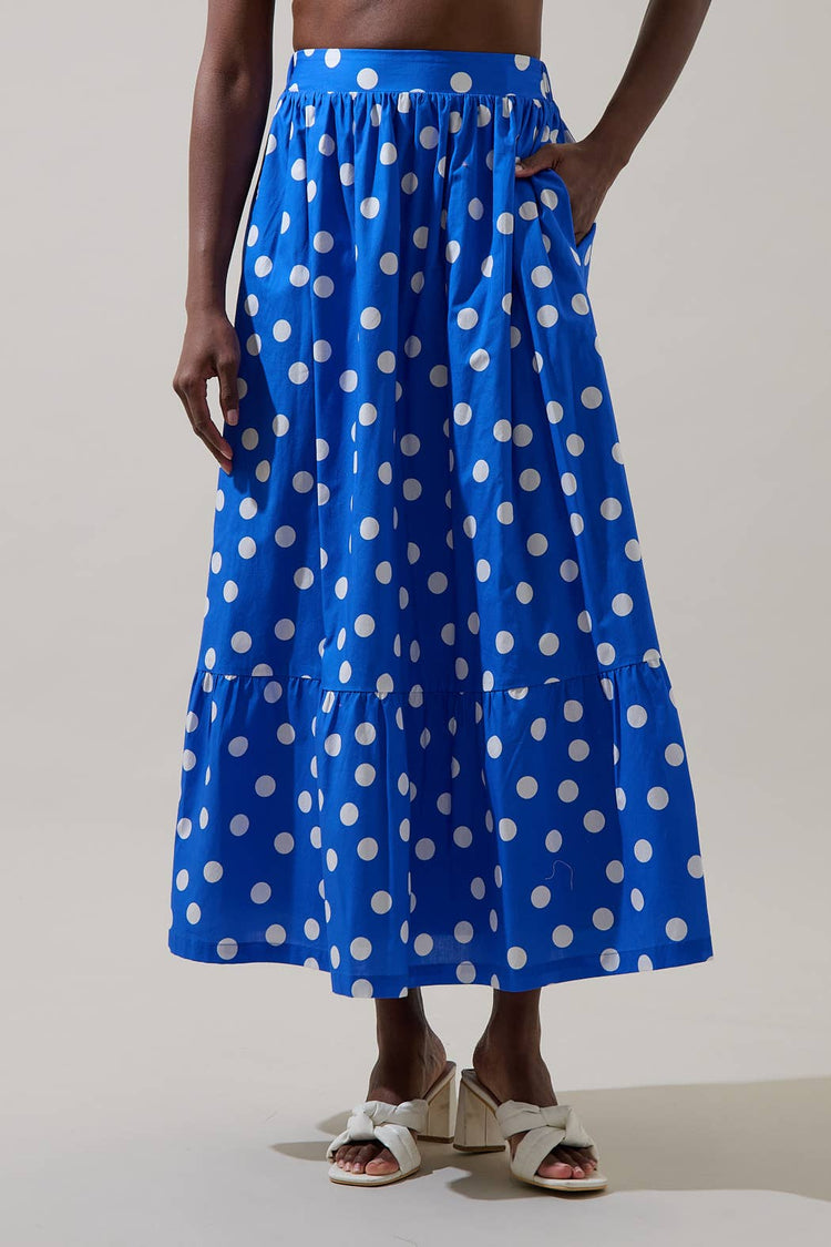 Katana Dot Pleated Maxi Skirt