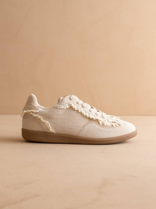The April | Cream Lace-Trimmed Retro Sneaker