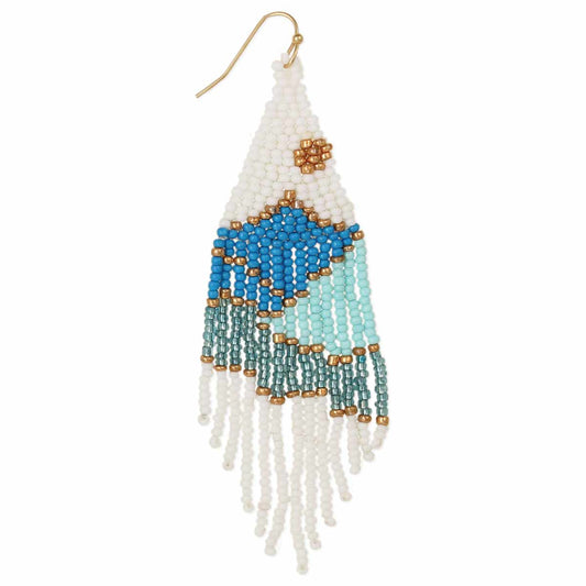 Ocean Sun Seed Bead Fringe Earrings