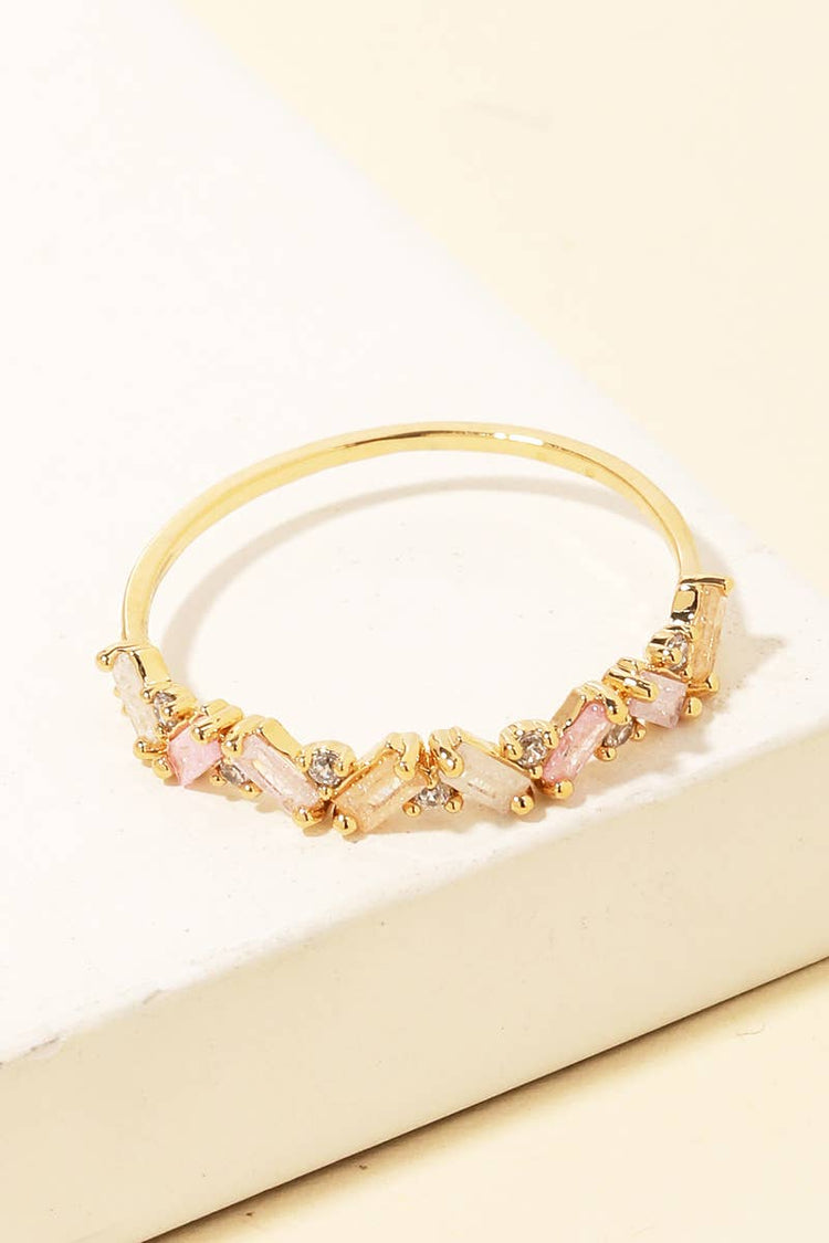 Delicate Baguette Rhinestone Studded Ring