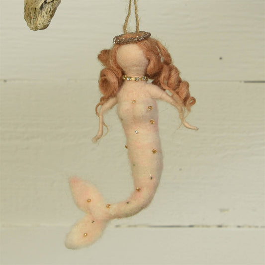 Mermaid Ornament, Felt - Pink Only Available