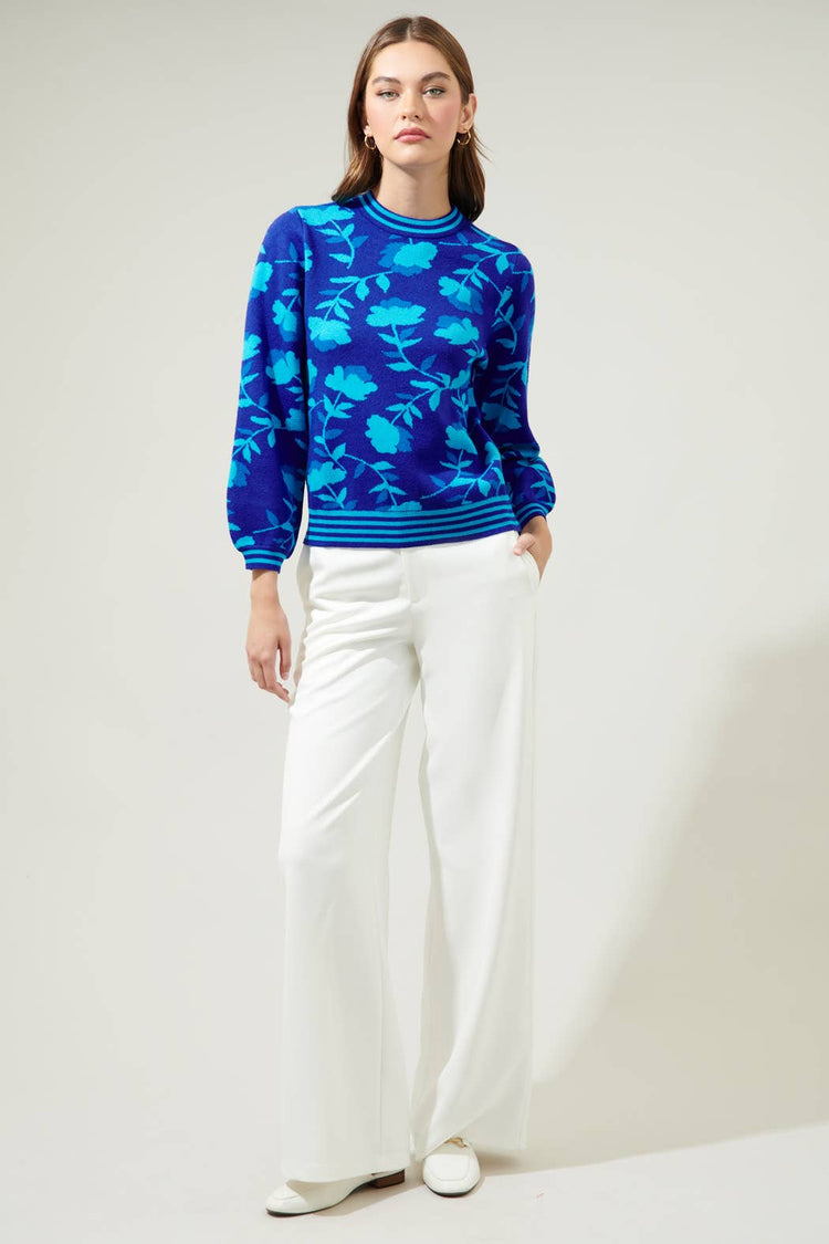 Camellia Cosmo Floral Mock Neck Sweater