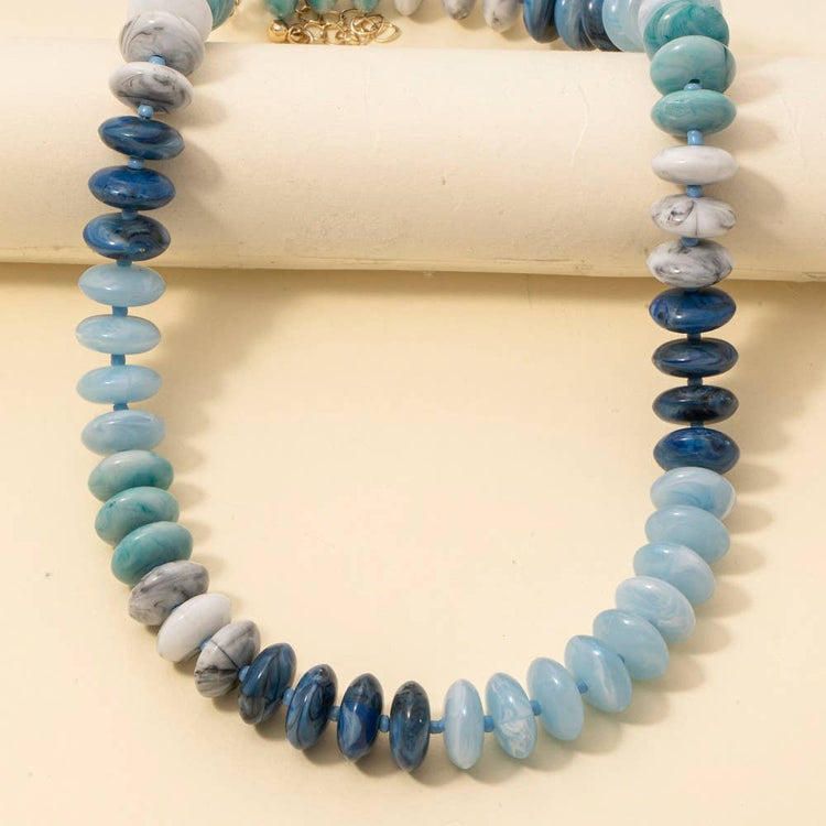 Marble Resin Disc Beaded Necklace