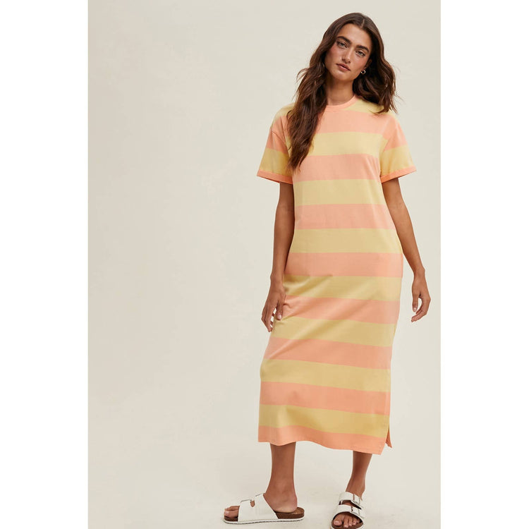 Striped Tee Shirt Midi Dress