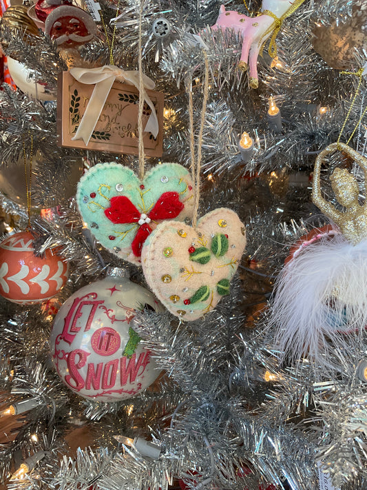 Handmade Wool Felt Heart Ornament