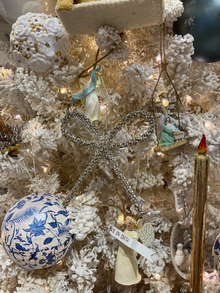 Metal Rhinestone Bow Ornament (5.5in)