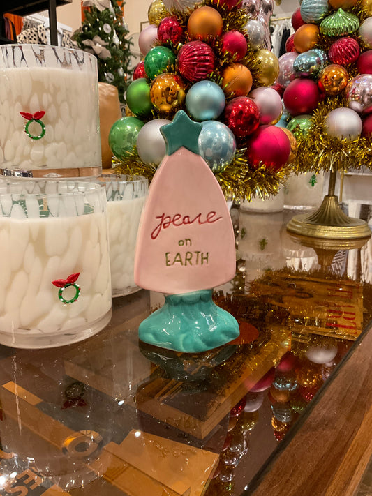 Hand Painted Stoneware Tree "Peace on Earth"