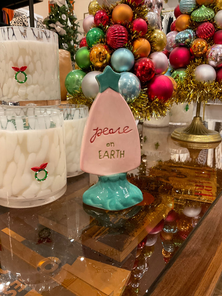 Hand Painted Stoneware Tree "Peace on Earth"