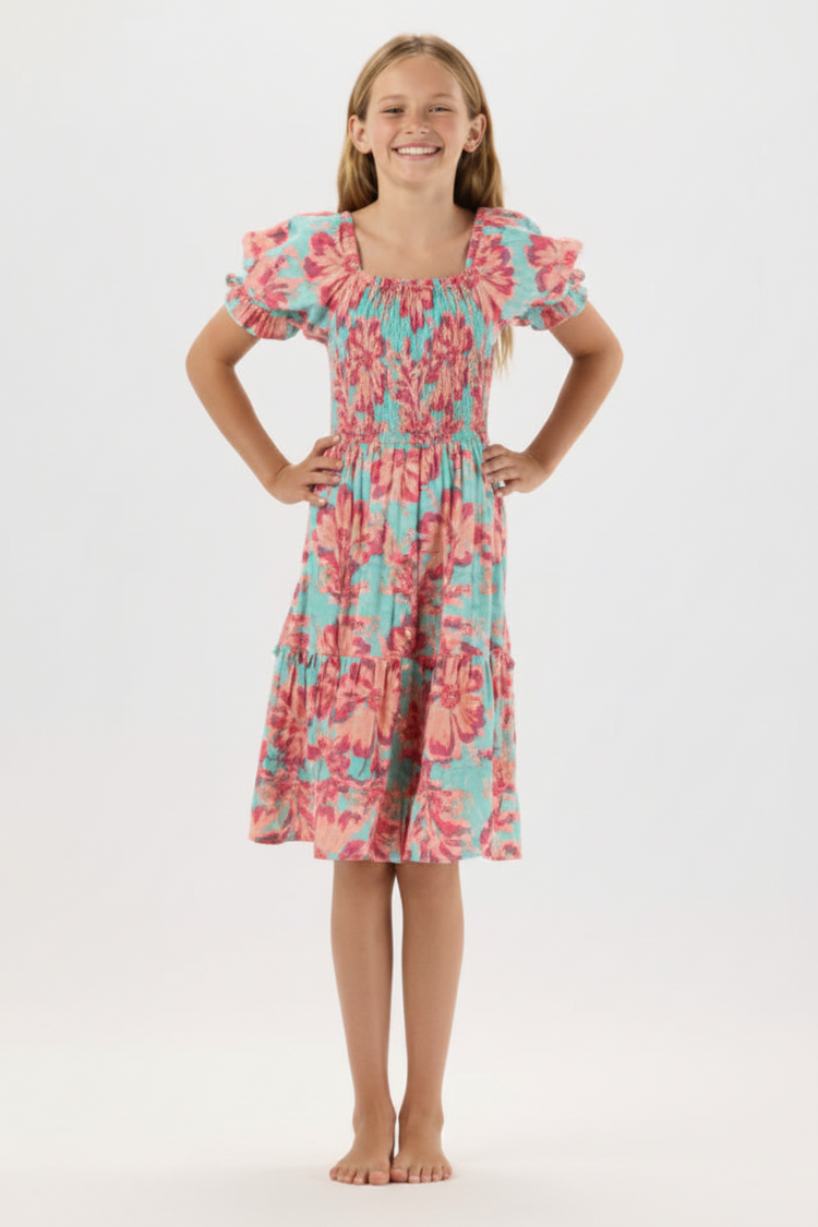 Kids Makaha Dress - Seychelles Turquoise