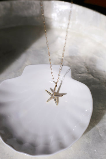 Nautica CZ and Gold Starfish Necklace