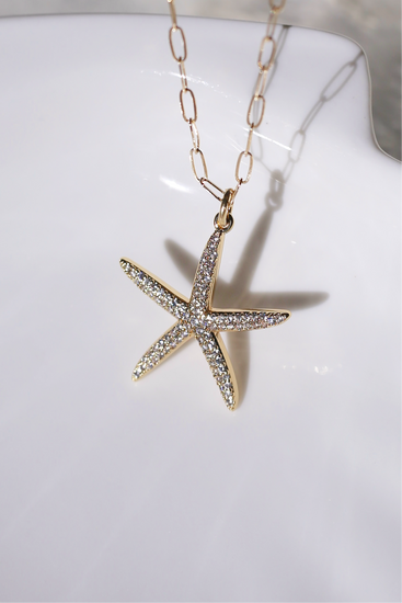 Nautica CZ and Gold Starfish Necklace Close Up
