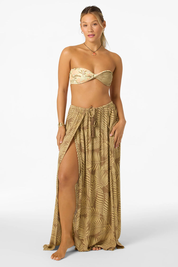 Brooke Printed Coverup Skirt - Dark Khaki
