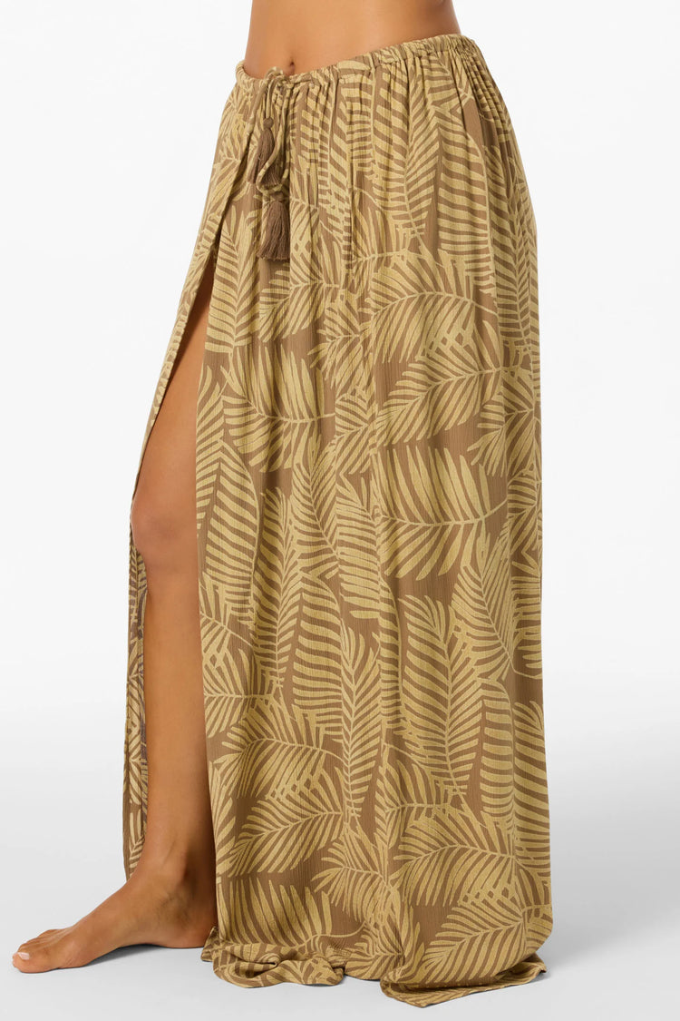 Brooke Printed Coverup Skirt - Dark Khaki