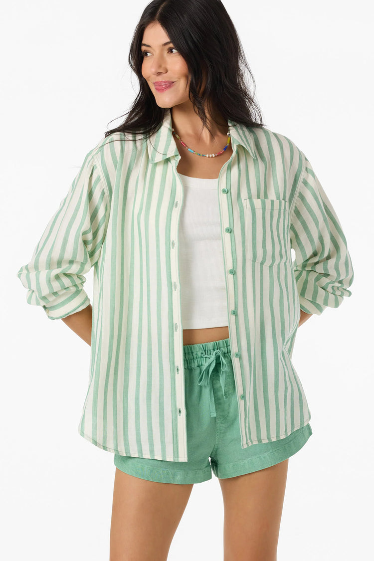 Leni Stripe Relaxed Shirt - Green