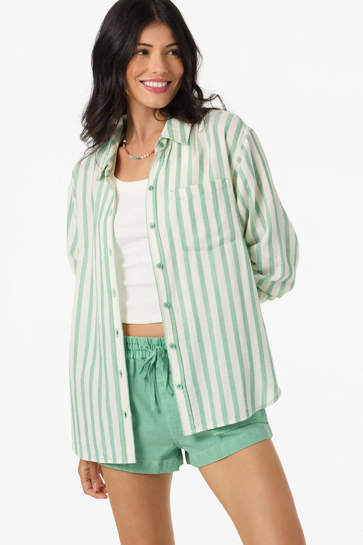 Leni Stripe Relaxed Shirt - Green