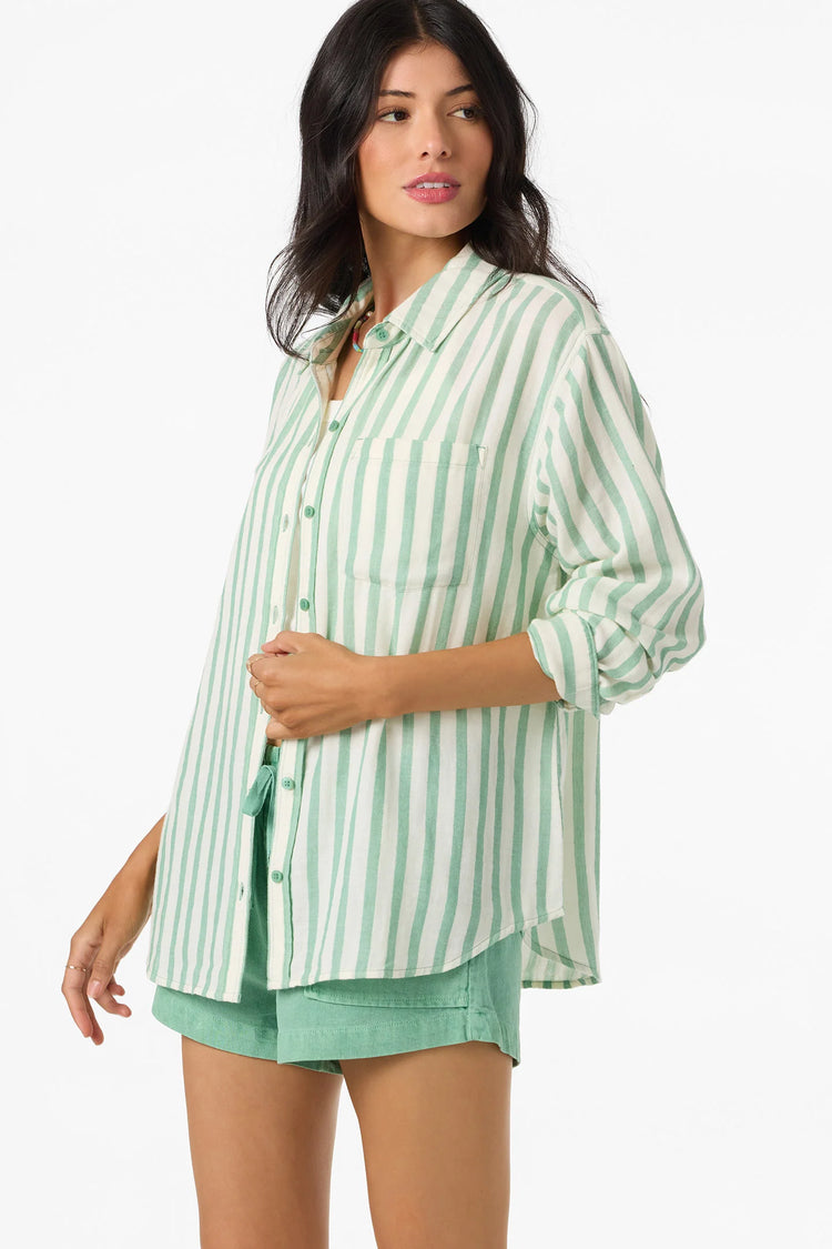 Leni Stripe Relaxed Shirt - Green