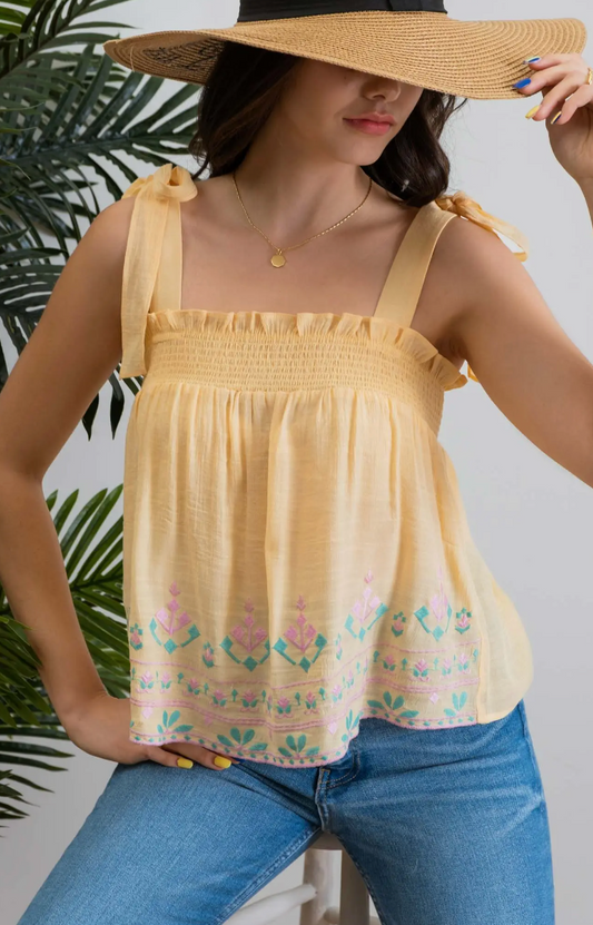Smock Embroidered Top