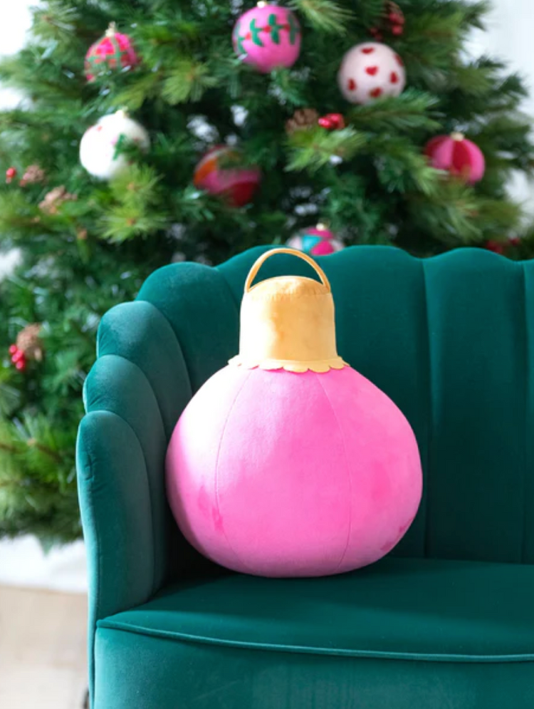 Pink Large Merry Bauble Pillow