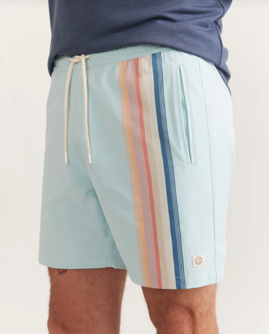 Light Blue Stripe Sport Short 6"