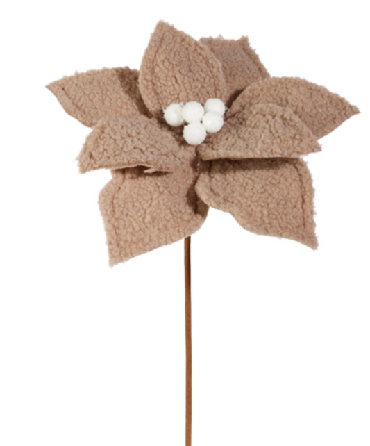 Light Brown Sherpa Poinsettia Stem
