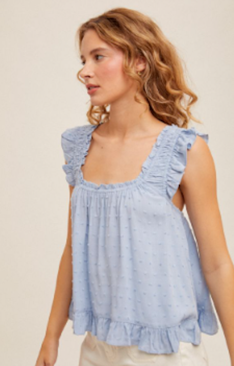 Ruffles Surround Scoop Neck Babydoll Top