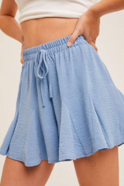 Knot Front Ruffle Hem Shorts