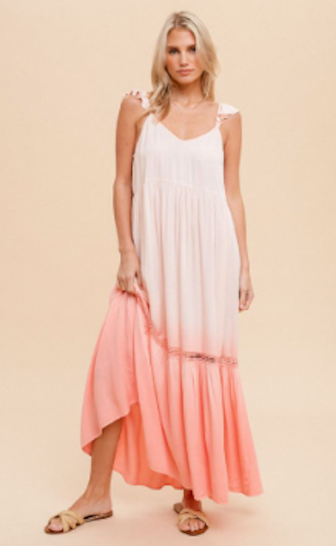 Dip Dyed Ruffled Cami Maxi Dress