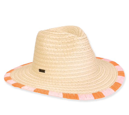 Orange and Pink Rim Detail Safari Hat