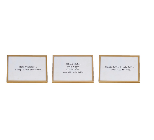 Metal & Glass Frame w/ Easel & Saying, Gold Finish, 3 Styles (Holds 4" x 6" Photo)