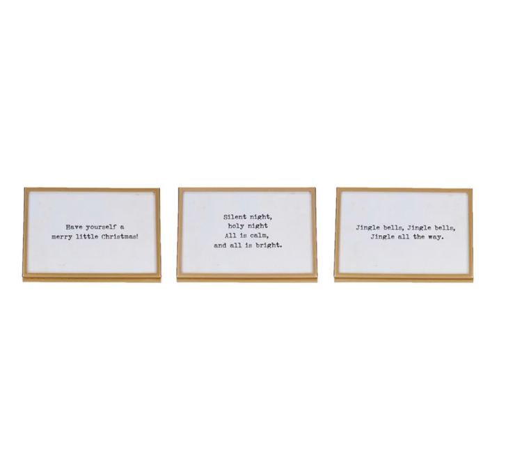 Metal & Glass Frame w/ Easel & Saying, Gold Finish, 3 Styles (Holds 4" x 6" Photo)