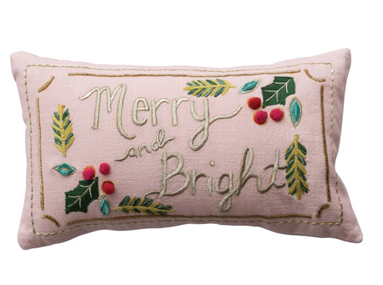 Lumbar Pillow with Hand-Embroidery