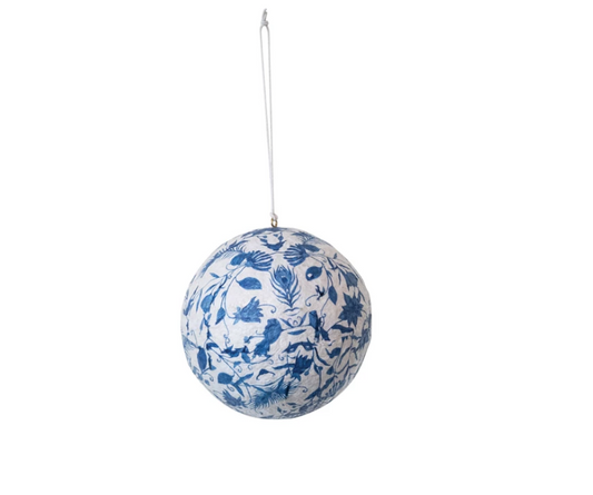 Recycled Printed Paper Mache Ball Ornament
