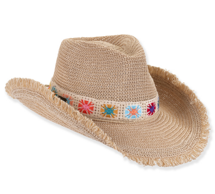 Western Multi Color Crochet Band Hat