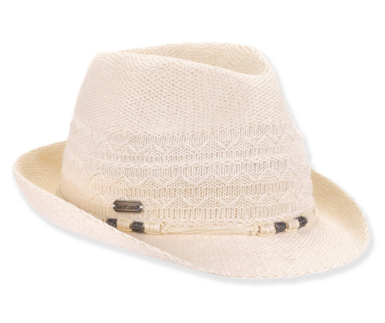 Ivory Fedora with Woven Details and Beads