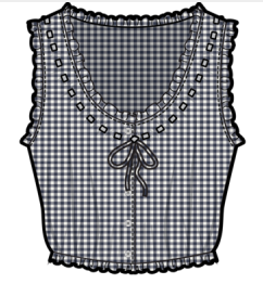 Louise Gingham Top- Navy