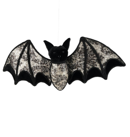 Hanging Foam & Fabric Bat with Sequins/Damask Pattern