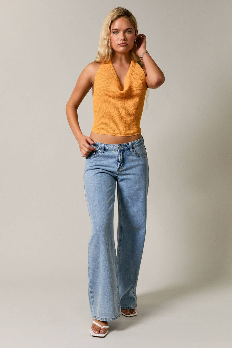 COWL NECK HALTER NECK SWEATER TOP