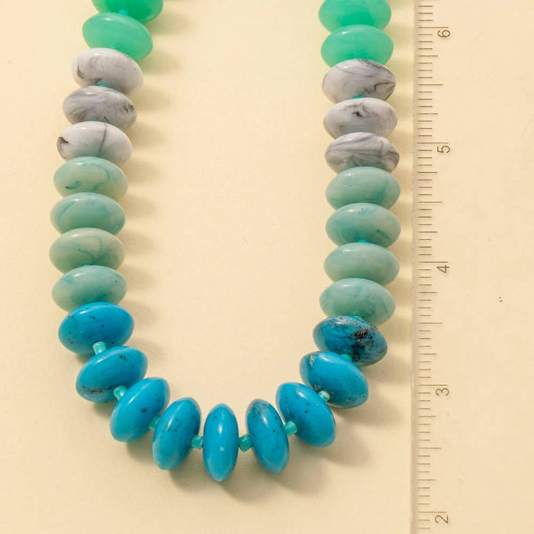 Marble Resin Disc Beaded Necklace