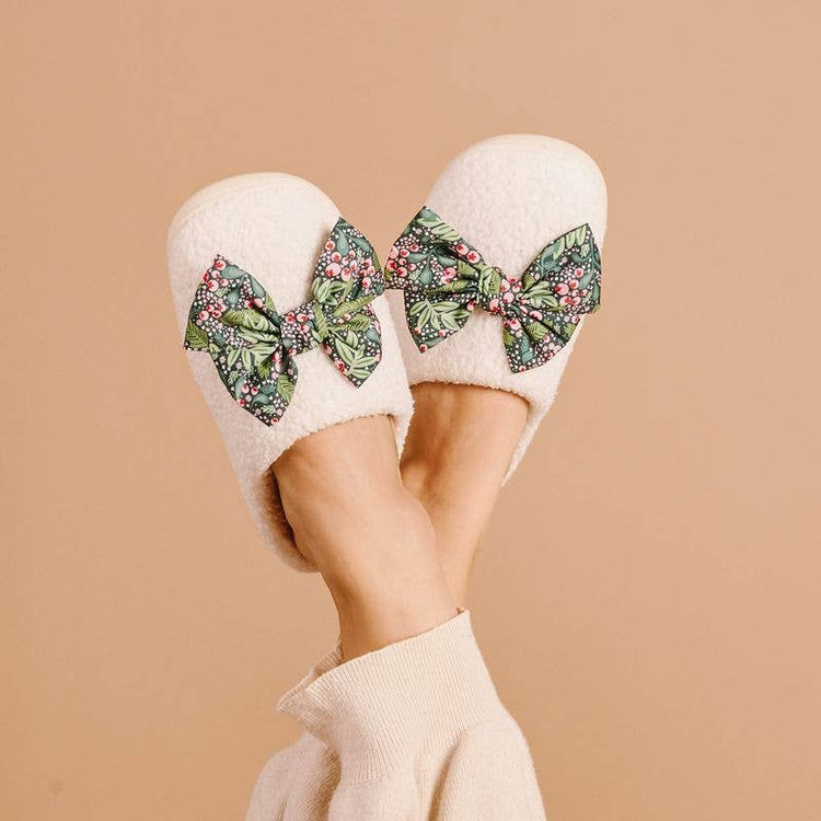 Fuzzy Slippers - Betty Bow Jolly Sprig