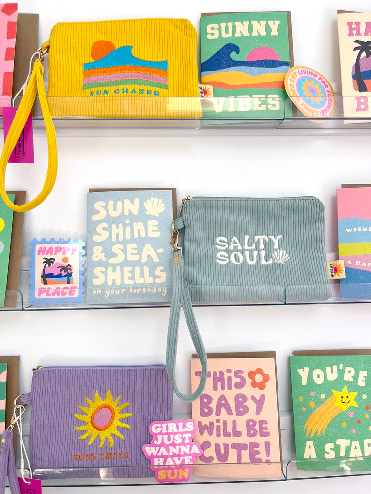 Embroidered Corduroy Pouch