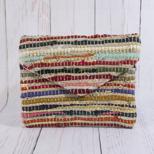 Woven Metallic Thread Envelope Clutch Bag